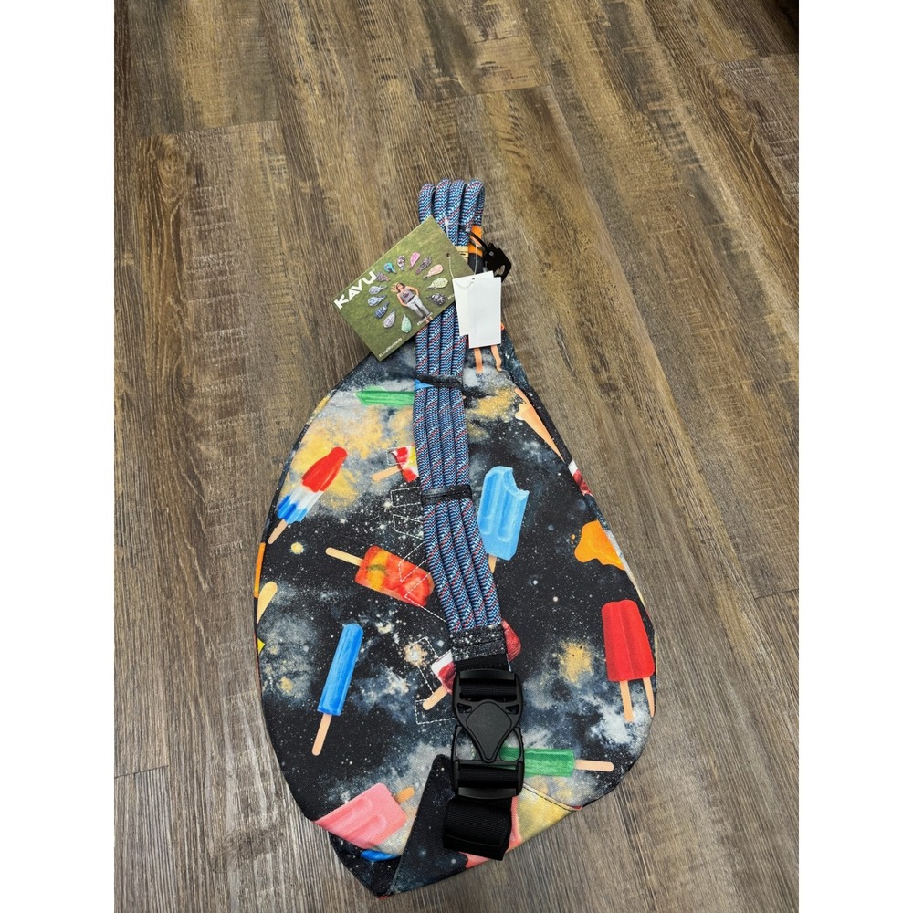 KAVU Space Pop Galaxy Popsicle Rope Sling Canvas Bag Crossbody Backpack NWT - Picture 4 of 14